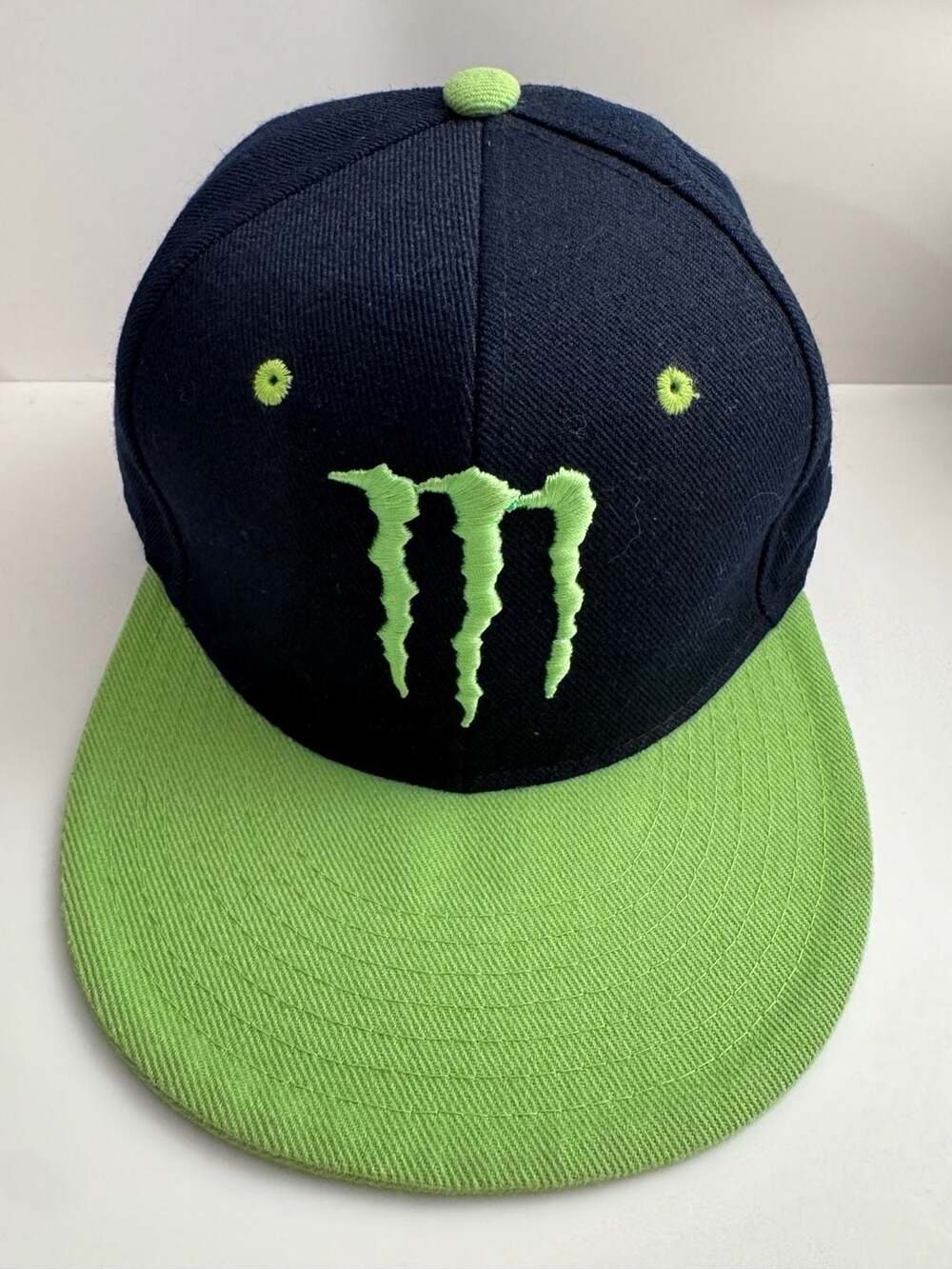 Monster Energy Drink Black and Green Flat Brim Snapback Hat